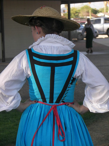 Backview of dress, Turquoise Italian Working-Class Dress on Morgandonner.com