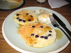 Smiley blueberry pancakes
