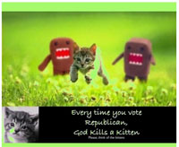 Everytime you vote Republican, God kills a kitten.