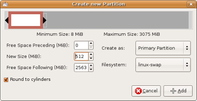 create new swap partition for linux instalation