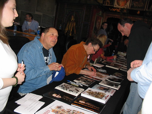 Stephen Furst and Mark Metcalf sign for fans