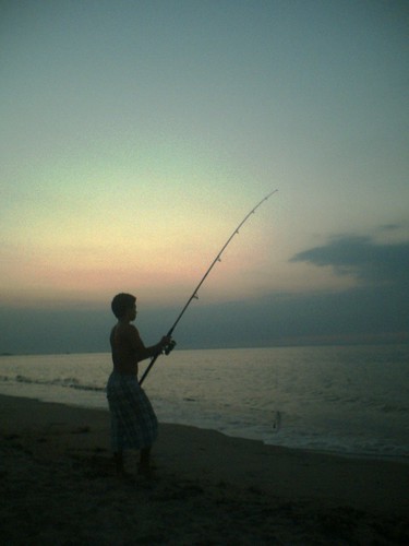 Thing 1 fishing in the Sunset