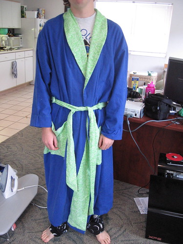 Kevin in his new bathrobe