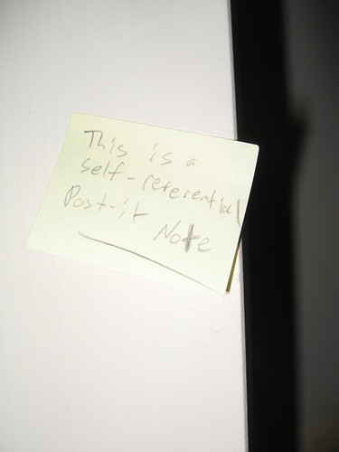 Self-referential post-it note