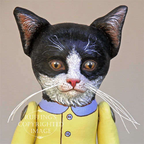 Ziggy Original Tuxedo Kitten Folk Art Cat Doll by Elizabeth Ruffing