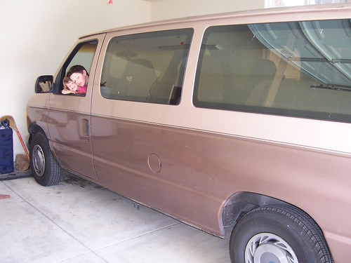 Elijah and Bryna are modelling our recently acquired 10-seater van -- vehicular expansion for the incoming child.