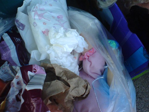 Some more goodnites and bathroom garbage in the bag of dolls