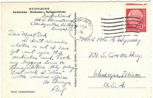 Heidelberg postcard 1954 (rear)