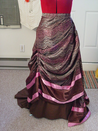 Brown & Pink Reception Dress - Overskirt Front