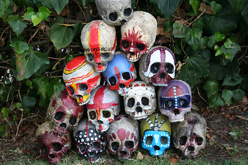 Pile of Skulls with Warpaint Urethane 2 part foam skulls painted by me 