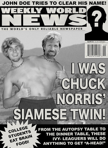 I Was Chuck Norris' Siamese Twin Weekly World News Cover