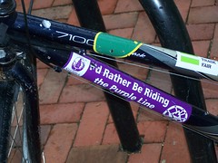 I'd rather be riding the Purple Line bumper sticker, although I'd still rather ride a bike myself
