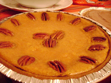 pumpkin pie with almonds