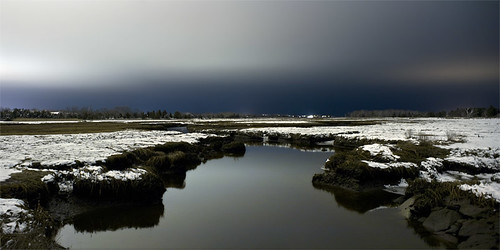 Scituate’s North River and its surrounding, snowy marshland.