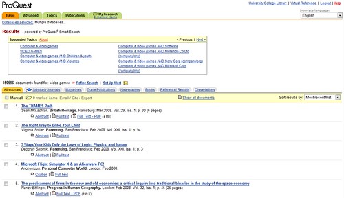ProQuest search results