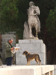 Madrileno and Perro in the Gardens of Palacio Real, Madrid