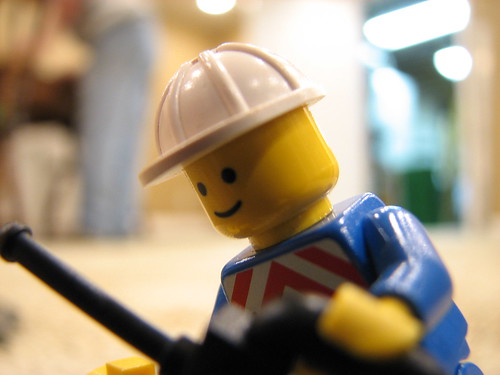 A lego minifig (miniature person), who happens to be a railway worker.