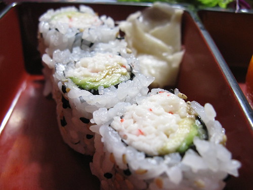California roll sushi with ginger