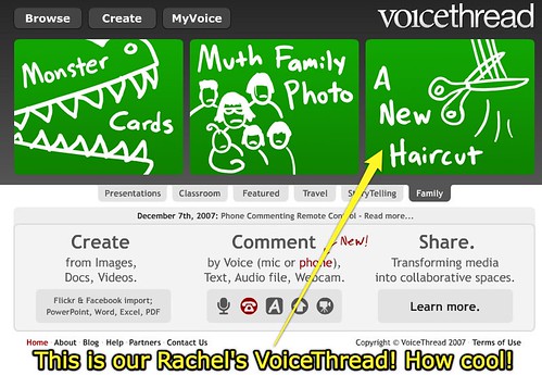 Rachel's "New Haircut" featured on VoiceThread under Family