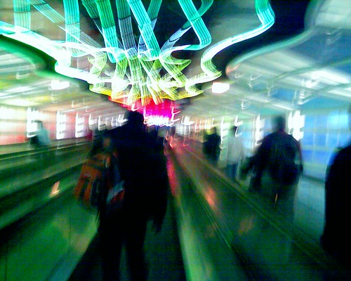 Image of a Psychedelic Walkway at Chicago O'Hare Airport