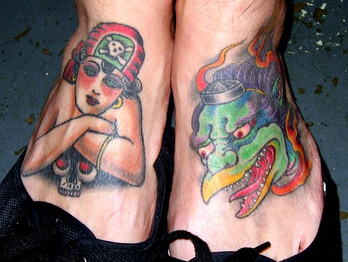 Foot Tattoos by Hector Fong of Rock of Ages