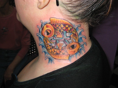  Fish Picies neck Tattoo by Jon Poulson 