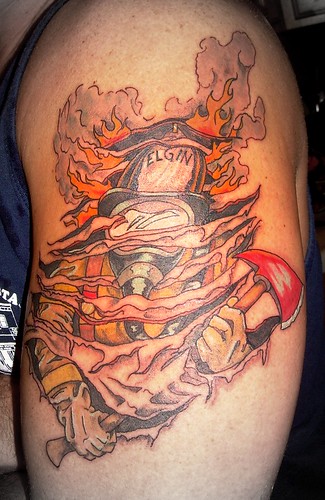 Firefighter Tattoo Print by bonfirefirefighters