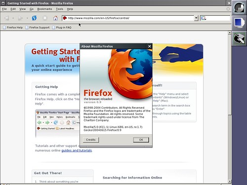 Firefox 0.9 sous Linux Slackware 12.0