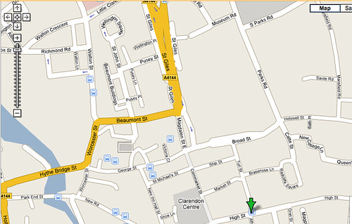 Screen shot around Balliol College, Oxford, from Google Maps