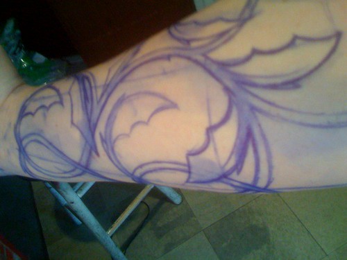 Bat Wing Vines & Vampira Tattoo - Laying out the Lines - Photo 1 