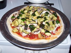 Pizza preparation, without cheese