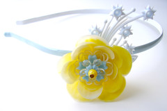 Blue and Yellow Vintage Flowers Headband