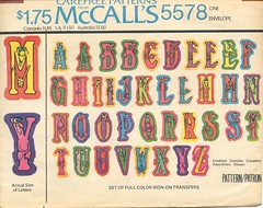 Iron-on transfer letters, 1977