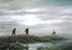 Frodo & Sam guided by Gollum through the Dead Marshes