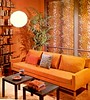 Orange living room // colorful living room interior designs