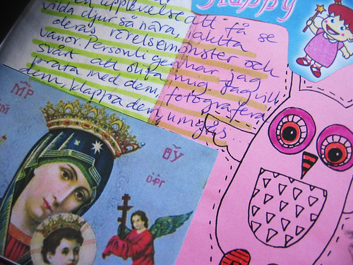 Pink owl - art journaling in the details