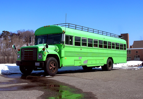 A green bus, lower case