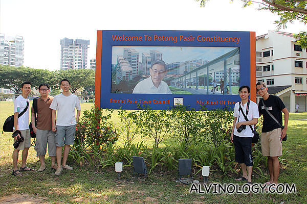 My photo at the billboard with a group of Potong Pasir friends