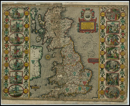 Britain at the time of the Saxon Heptarchy - John Speed proof maps 1605-1610