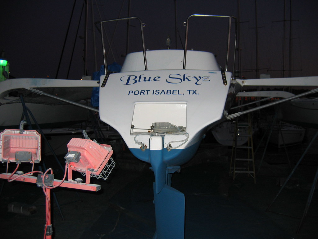 Here is the Chris White-designed kickup rudder on the Hammerhead 34 