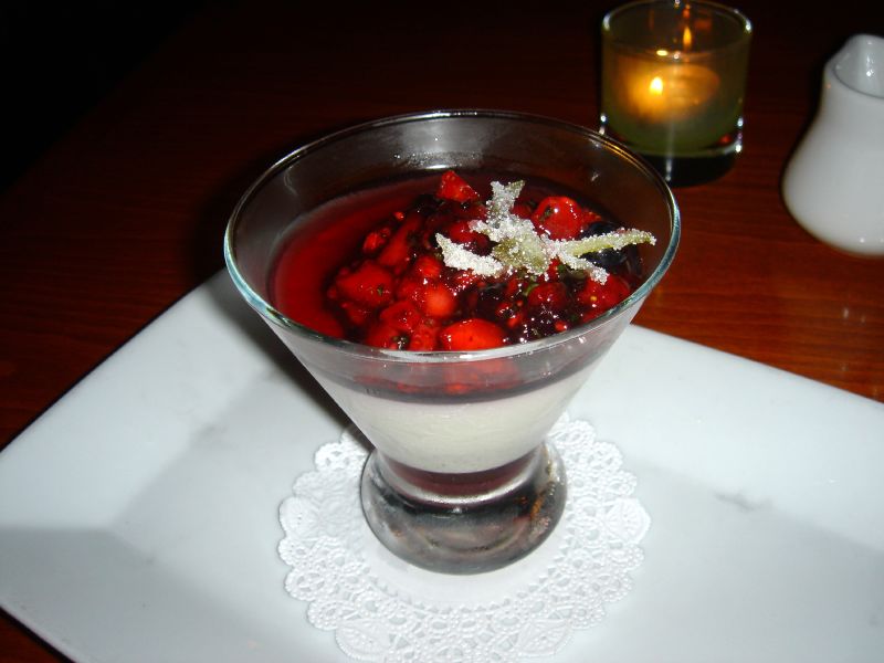 Red Raspberry Striped Rose Water Panna Cotta