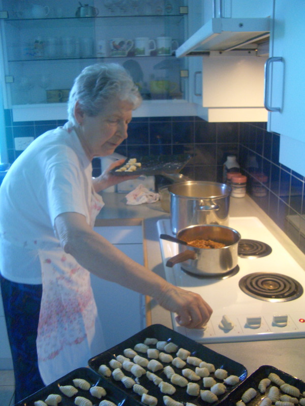 Nonna cooking the gnocchi