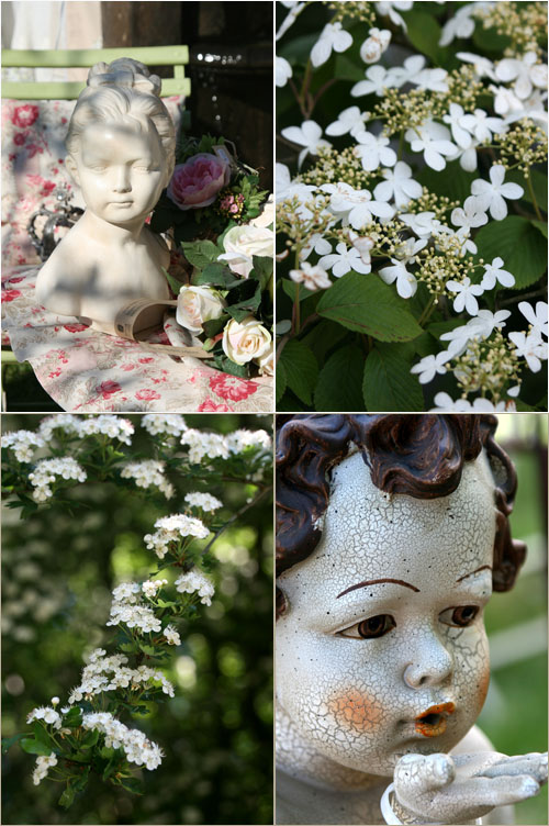 Statue e fiori bianchi