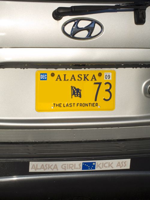 bumper sticker, Alaska Girls Kick Ass
