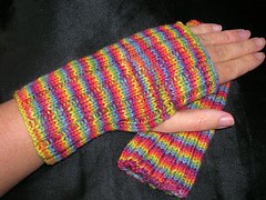 fingerless mittens rainbow