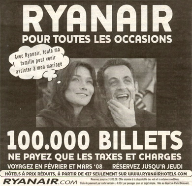 Sarkozy featured on Ryanair