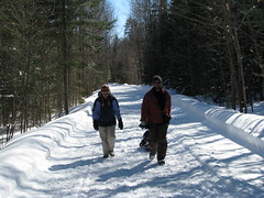 Hiking the snowmobile trail