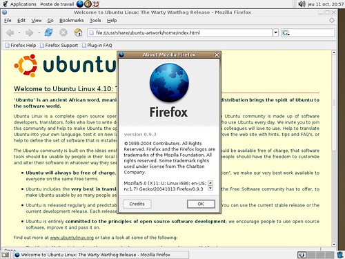 Firefox 0.9.3 sous Warty Warthog