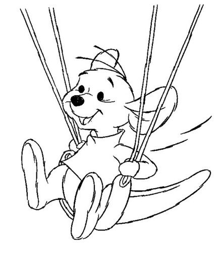 coloring pages winnie pooh. Roo on the swing coloring page