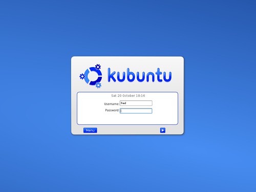 L'écran de connexion de  Kubuntu Linux 6.06.1 LTS